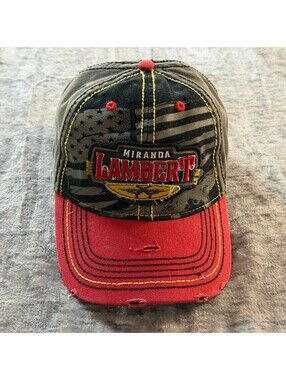 Miranda Lambert Hat Baseball Cap Men's One Size Adjustable Black Red Distressed